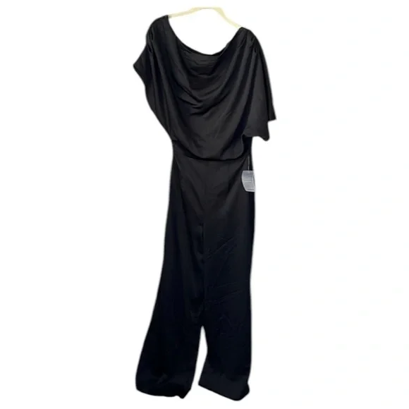 Elliatt Amari Satin Off The Shoulder Jumpsuit Size XS In Black - Picture 7 of 16